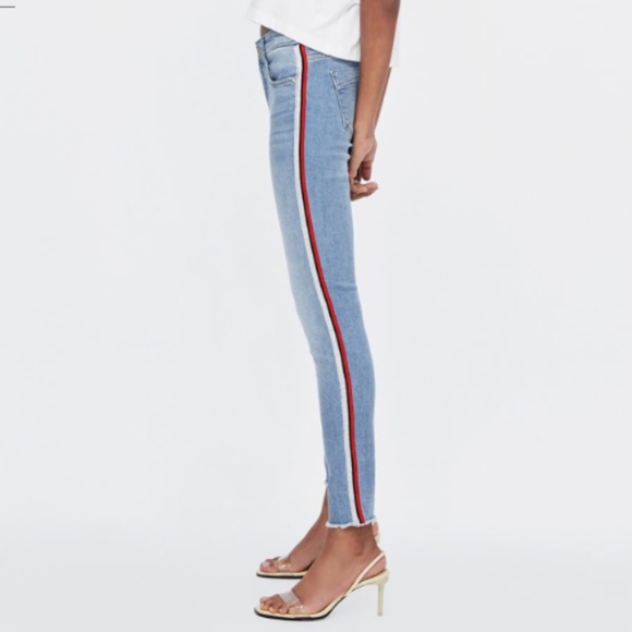 jeans with side stripe zara